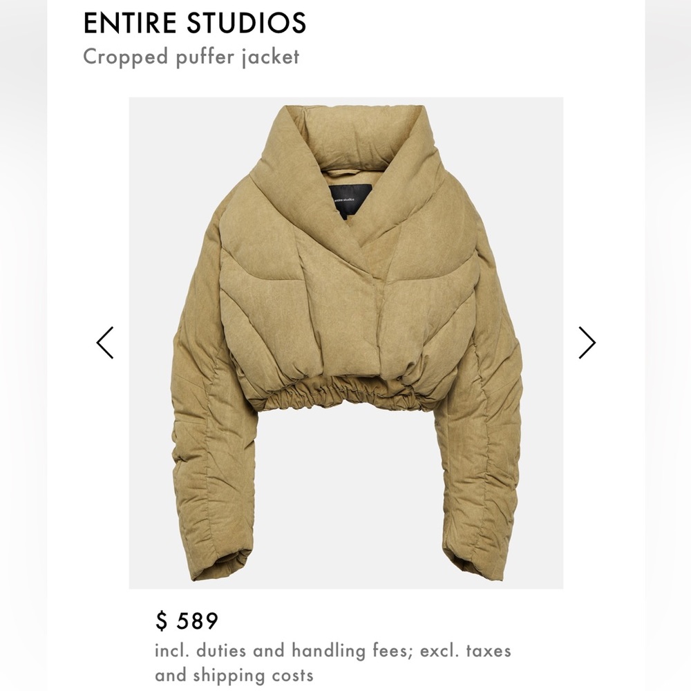ENTIRE STUDIOS Cropped Puffer Jacket